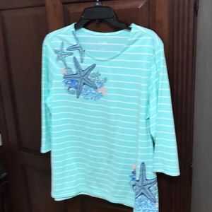 NWOT Blair seashore theme 3/4 sleeve top.